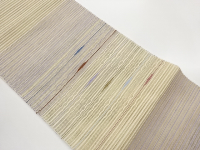 JAPANESE KIMONO / RO-KAWARI HORIZONTAL STRIPE PATTERN WOVEN NAGOYA OBI